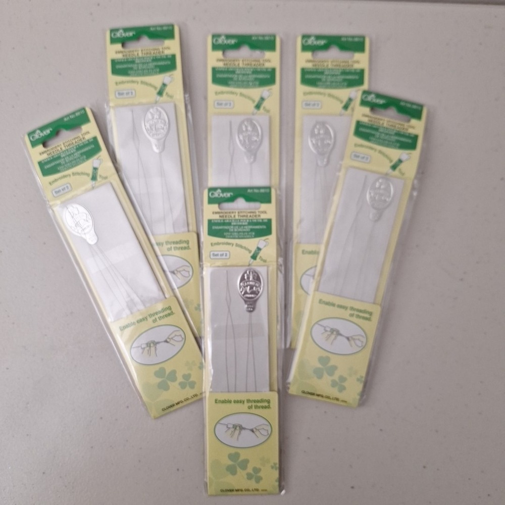 Clover Embroidery Stitching Tool Needle Threaders 2 Per Pack, Set‎ of 6, JAPAN